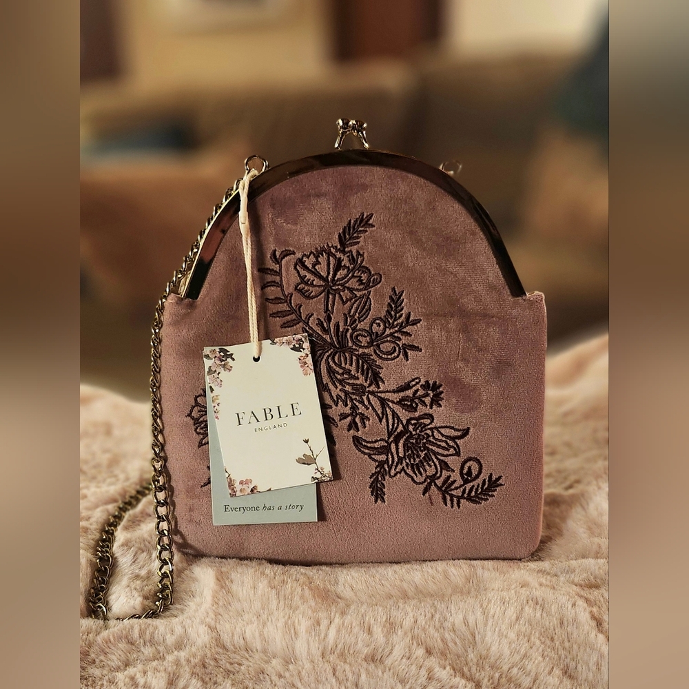 Fable Embroidered Lavender Crossbody Bag